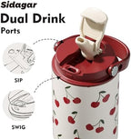 26 oz Insulated Stainless Steel Tumbler with Straw & Handle Red - Image 3