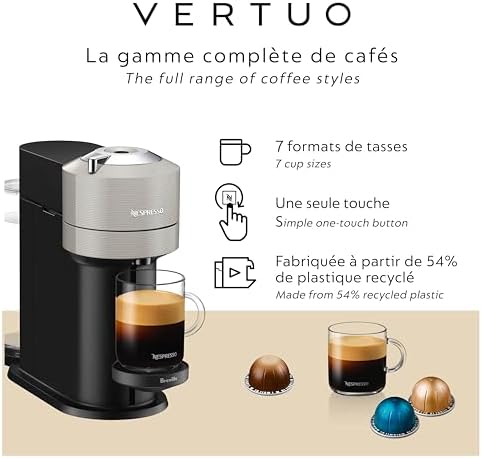 Nespresso Vertuo Next Coffee & Espresso Maker by Breville, Light Grey - Image 3