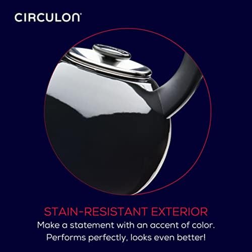Circulon Enamel on Steel Whistling Induction Teakettle, Tea Kettle for Stovetop with Flip-Up Spout, 2-Quart, Black - Image 4