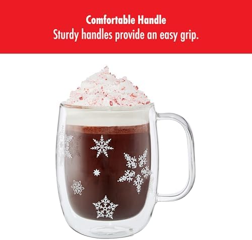 ZWILLING Sorrento Plus 4-pc Double-Wall Glass Snowflake Coffee Mugs, 12-oz, 355ml - Image 6