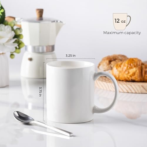 AmorArc 12oz Off White Coffee Mugs, Ceramic Coffee Mugs with Large Handle for Man, Woman, Light Weight Coffee Mugs Set for Latte/Cappuccino/Cocoa/Milk, Dishwasher & Microwave Safe, 12Pcs - Image 2