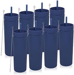 Volhoply 20oz Tumbler with Lid and Straw 8 Pack,Double Wall Plastic Skinny Tumblers Bulk,Reusable Travel Cute Coffee Mug,BPA Free Matte Acrylic Water Cups With Straw for Party,DIY Gifts(Navy, 8 Set) by LiveFully%EF%BC%8CDrinkFreely%E2%80%94KeepGoingwithVolhoply%EF%BC%81
