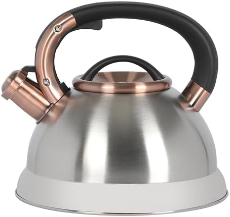 Mr. Coffee Flintshire 2.2 Quart Large Whistling Stainless Steel Tea Kettle - Brush Stainless Steel W/Copper by MrCoffee