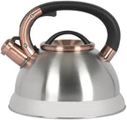Mr. Coffee Flintshire 2.2 Quart Large Whistling Stainless Steel Tea Kettle - Brush Stainless Steel W/Copper by MrCoffee