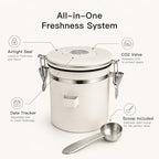 MEGAWISE 1.2L 304 Stainless Steel Coffee Canister with CO2 Valve - Image 3