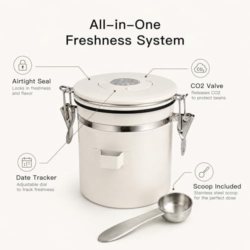MEGAWISE 1.2L 304 Stainless Steel Coffee Canister with CO2 Valve - Image 3