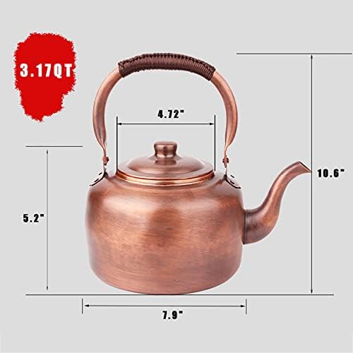 Whistling Kettle Teapot,Premium Copper Tea Kettle for Stove Top,Rustic Tea Pot with Ergonomic Handle,Work for All Stovetops - Image 3