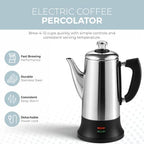 ALPHA LIVING PC-12SS Electric Coffee Percolator, 12 Cup Stainless Steel - Image 2