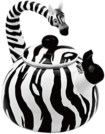 UPware Enamel on Steel Whistling Tea Kettle, Stovetop Teakettle (2.1 Quart, Zebra) by UPware
