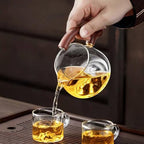 Chinese Gongfu Tea Set - Glass Teapot with Infuser Semi Automatic Tea Maker Set for Loose Leaf Tea - Image 5