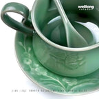 Vintage Design 10 oz Ceramic Latte Art Cappuccino Barista Cup with Saucer - Image 7