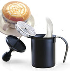Manual Milk Frother Cup 400cc Stainless Steel and PP Black - Image 6