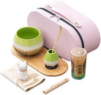 Matcha Whisk Set, Zen Travel Ceremony Kit with Cat Figurine & Incense, 9-Piece Portable Set with Bowl, Bamboo Whisk & Bag (F) by Unknown