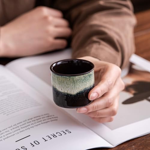 Espresso Cups Set of 2, Ceramic Espresso Cups, Expresso Shots Cups, 2.5oz Tea Cups, Demitasse Cups (4, magic outside) - Image 2