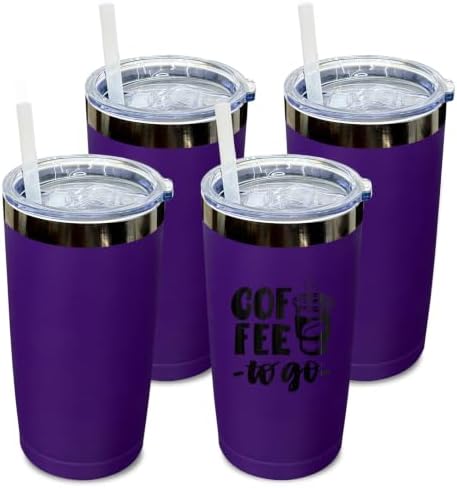 20 oz Tumbler Bulk Stainless Steel Tumblers with Lids and Straws Purple by MetalyaTumblers