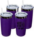20 oz Tumbler Bulk Stainless Steel Tumblers with Lids and Straws Purple by MetalyaTumblers