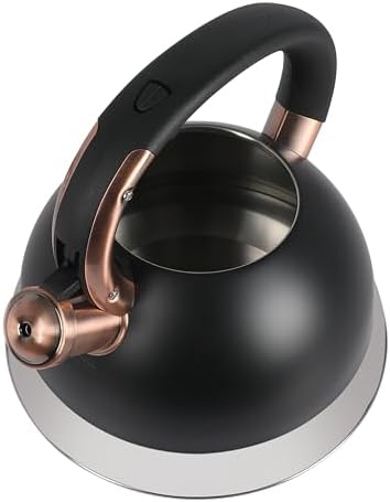 Mr. Coffee Flintshire 2.2 Quart Large Whistling Stainless Steel Tea Kettle, Matte Black with Copper Accent, Stovetop Fast-Boil Tea Pot - Image 5