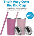 CUPKIN Toddler Tumblers, The Original 12 oz Stackable Stainless Steel Cups, Set of 2 Powder Coated Insulated Kids Water Bottle Alternative + BPA Free Lids + Silicone Straws (Polignac + Potpourri) - Image 2