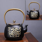 LJYT Teapot Teapots Cast Iron Handmade Teapot Loose Leaf Teapot Filter Heat Tea Kettle Single Home kettle Uncoated vintage cast iron kettle (Color : Totem) by Unknown
