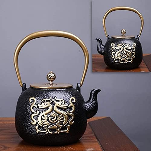 LJYT Teapot Teapots Cast Iron Handmade Teapot Loose Leaf Teapot Filter Heat Tea Kettle Single Home kettle Uncoated vintage cast iron kettle (Color : Totem) by Unknown