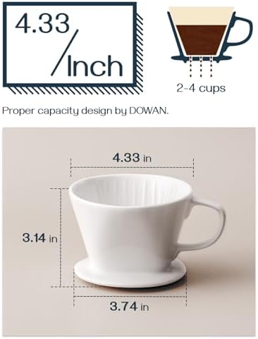 DOWAN 5oz Coffee Cup and Saucer Set of 4 and Pour Over Coffee Maker - Image 4