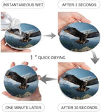 Eagle Drink Coasters Set of 4, Absorbent Round Ceramic Coasters for Desk, Forest Mountains Range Sky Animal Natural Landscape Cup Mats for Home Kitchen Office Party Coffee Table Decoration Supplies - Image 4