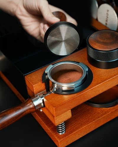 51mm Espresso Tamper, 30lbs Spring Loaded, Rosewood Handle, Ripple Base - Image 4