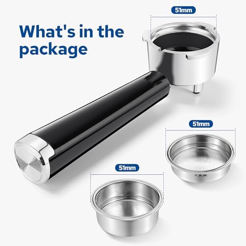51mm Stainless Steel Portafilter Set for CASABREWS CM5418, 5418 PRO, 3700 Essential/3700Pro and Gevi Espresso Machines, 3 Ears Portafilter with 2 Pressurized Stainless Steel Filter Baskets - Image 5