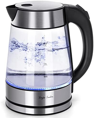 Taylor Swoden 1.7L Electric Tea Kettle, Glass Hot Water Boiler for Tea by TaylorSwoden