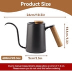 Gooseneck Kettle, 20oz/600ml Small Pour over Coffee Kettle with Long Narrow Spout, 304 Stainless Steel Hand Drip Coffee Tea Pot Camping Coffee Pot for Travel Outdoor, 10.2 X 5.3 X 3.54inch（Black） - Image 3