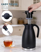 GiNT 74oz Thermal Coffee Carafe with Infuser – Insulated Tea Carafe, Removable Filter, Dishwasher-Safe | 2.2L 10+ Cups, Leak-Proof Seal & Pinch-Release | Stainless Steel for Office & Events - Image 4