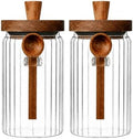 ANSQU 2 Pack Glass Jars with Spoons, 34oz Airtight Coffee Bean Containers by ANSQU