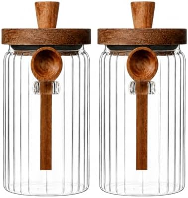 ANSQU 2 Pack Glass Jars with Spoons, 34oz Airtight Coffee Bean Containers by ANSQU