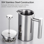 350ml/800ml/1000ml Coffee Maker Pot Press Stainless Steel Double Walled Insulated(1000ml) - Image 4