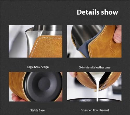 450ml Stainless Steel Milk Frothing Pitcher Anti-scald Design Latte Art Cup Without Handle Espresso Coffee Accessories(8-24W 2pcs) - Image 5