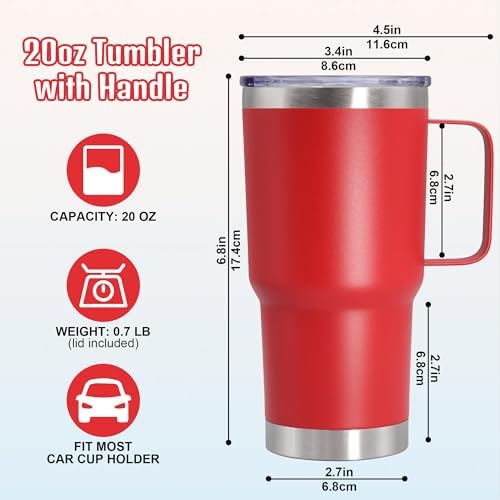 20 oz Tumbler with Handle and Lid Insulated Travel Coffee Mug Mix 12P - Image 6