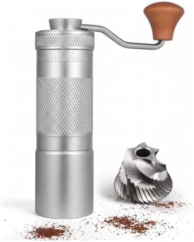 Manual Coffee Grinder Portable Hand Coffee Bean Mill with 50 Adjustable Grind Settings, Stainless Steel Conical Burr, Wooden Crank Handle for Travel Camping Home Espresso Pour Over Coffee by Unknown