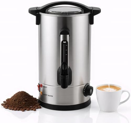 100 Cup Commercial Coffee Maker, 1500W Fast Brewing Hot Water Urn, 304 Stainless Steel Coffee Dispenser with Reusable Filter, Large Coffee Percolator for Catering, Church, Parties & Office by Faazy