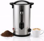 100 Cup Commercial Coffee Maker, 1500W Fast Brewing Hot Water Urn, 304 Stainless Steel Coffee Dispenser with Reusable Filter, Large Coffee Percolator for Catering, Church, Parties & Office by Faazy