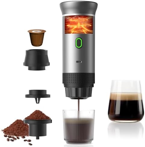 Portable Coffee Maker, 20-Bar 3-in-1 Travel Coffee Machine with 7500mAh Battery, Compatible with Ground Coffee & Capsules for Camping, RV, Hiking, Car & Office by Unknown