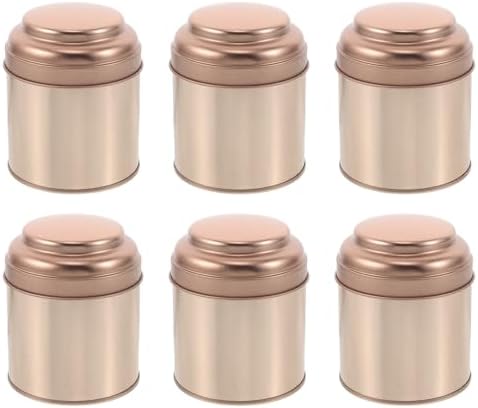 Toyvian 6pcs round Tea Tin Canisters with Airtight Lids, Tinplate Storage by Toyvian