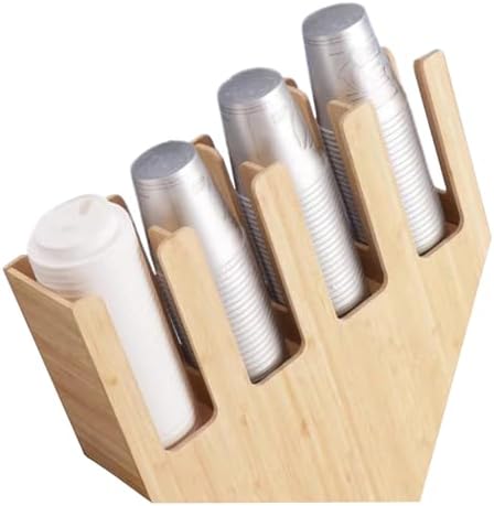 Cup and Lid Holder, Cup Dispenser with Coffee Pods Stand & Straw Organizer, Coffee Bar Organizer for Countertop, Disposable Cups Holder for Coffee Station, Bar, Home,Bamboo 05 by Unknown