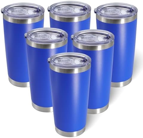 20oz Tumbler with Lid Stainless Steel Tumblers Insulated Mug Dark Blue 6P by AIANJI