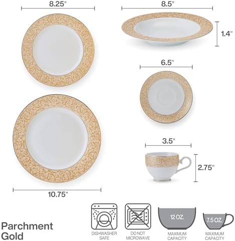 Mikasa Parchment Gold 40 Piece Dinnerware Set, Service for 8 - Image 4