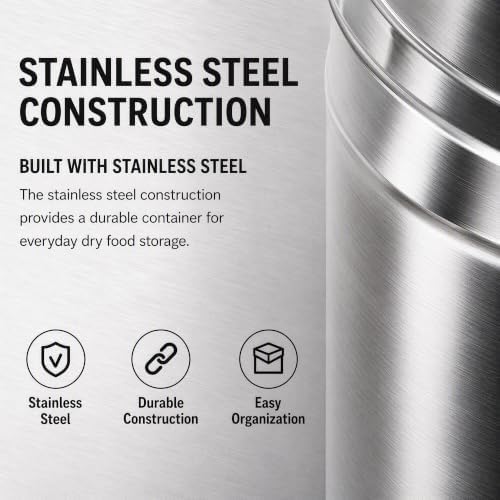 12L/2.64gal Stainless Steel Airtight Canister, Food Storage Canisters with Airtight Lid&Locking Clamp, Rice Container Cereal Grain Canisters, Storager Bucket for Flour, Coffee Bean, Sugar, Cookie - Image 5