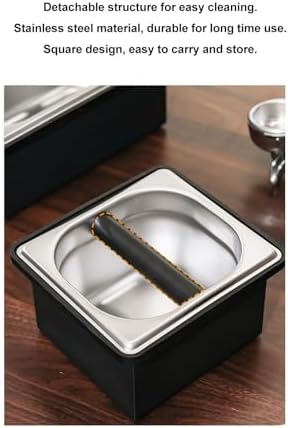 Coffee Grounds Bucket, Square Coffee Knock Box, Detachable Coffee Grounds Waste Bin, Durale Coffee Grounds Container, Stainless Steel Coffee Dump Bin for Coffee Shop - Image 6
