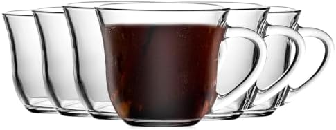 Large Coffee Mugs Set of 6 - Clear Soup Bowls with Handle 17 Oz by binsakao