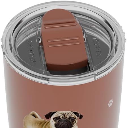 Pug SERENGETI 20 Oz. Stainless Steel, Vacuum Insulated Tumbler with Spill Proof Lid - 3D Print - Insulated Travel mug for Hot or Cold Drinks (Pug Tumbler) - Image 4