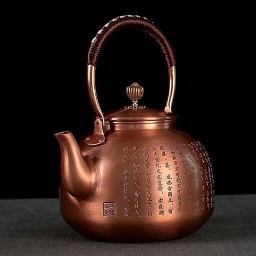 Cast Iron Copper Teapot Tetsubin Japanese Style Uncoated Kettle 2200ml, Artisan Patterned Tea Pot For Brewing & Gifts - Image 5