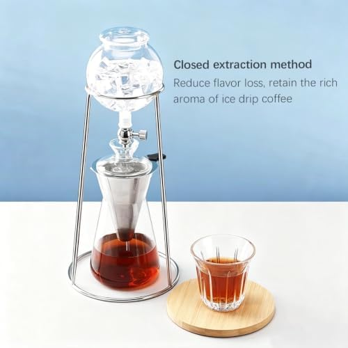 Cold Brew Coffee Maker Stainless Steel and Borosilicate Glass 400ML Slow Drop Technology with Adjustable Flow Rate 2-4 Cups of Iced Coffee Preparation - Image 3
